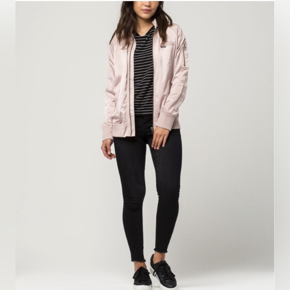 Light Pink Satin Members Only Bomber Jacket - Picture 2 of 9